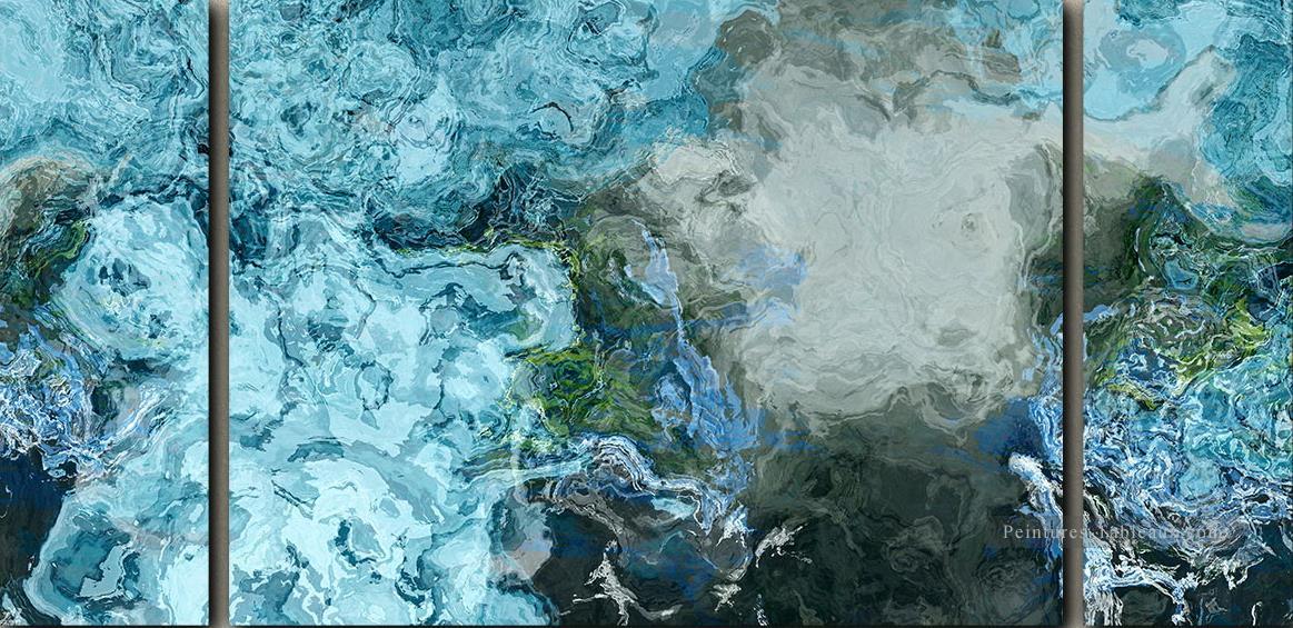 paysage marin abstrait 004 tryptique Peintures à l'huile